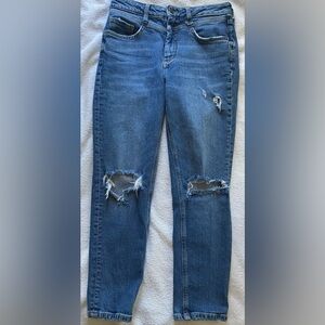 Pilcro Blue‎ Straight Leg Jeans with Distressed Details